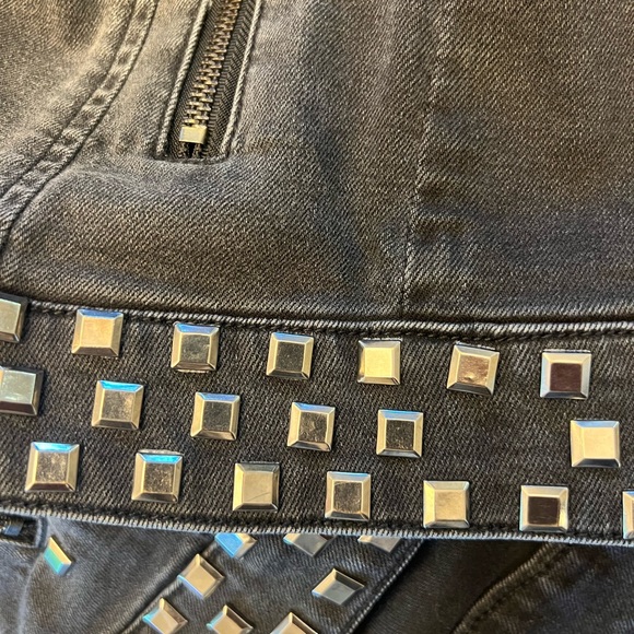 The Beatles One-of-a-Kind Max Jeans Custom Black Metal-Studded Bomber Jacket - Picture 7 of 8